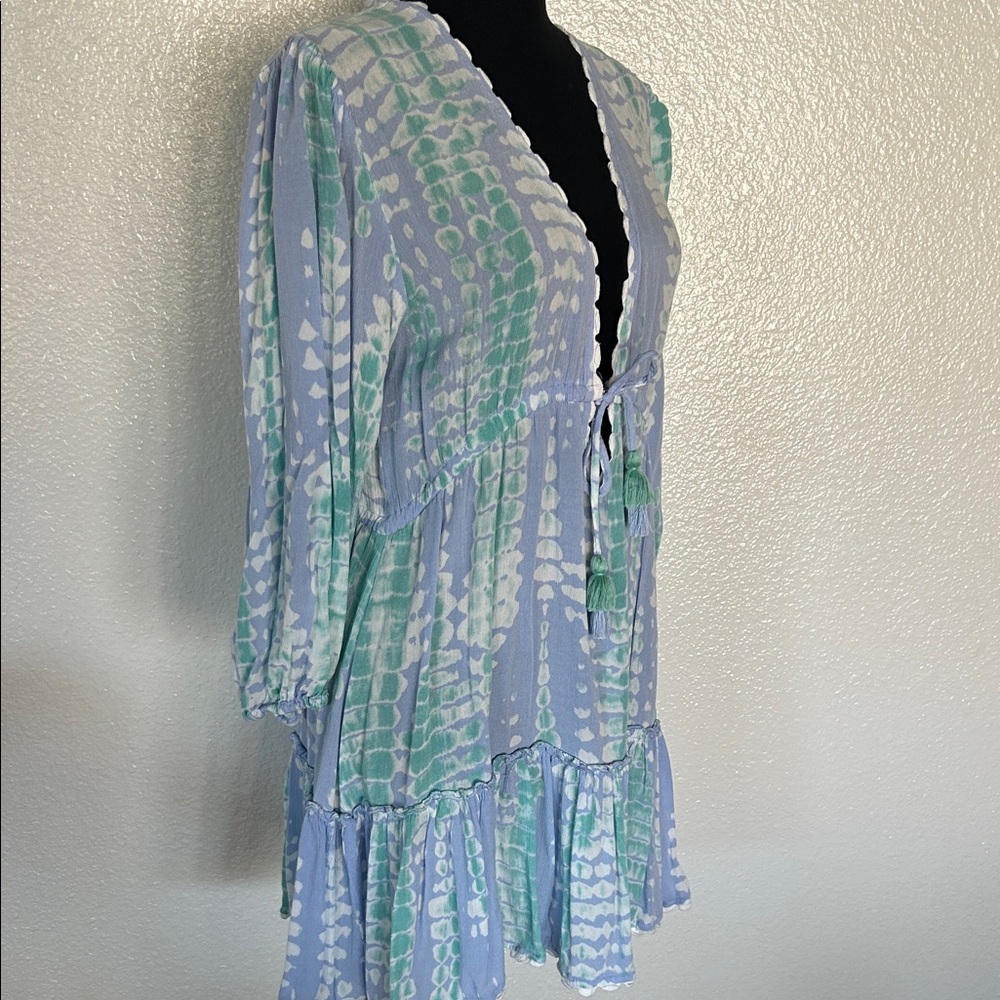 Blue Island Green and Blue Tie-Dye Swim Coverup - Picture 5 of 7